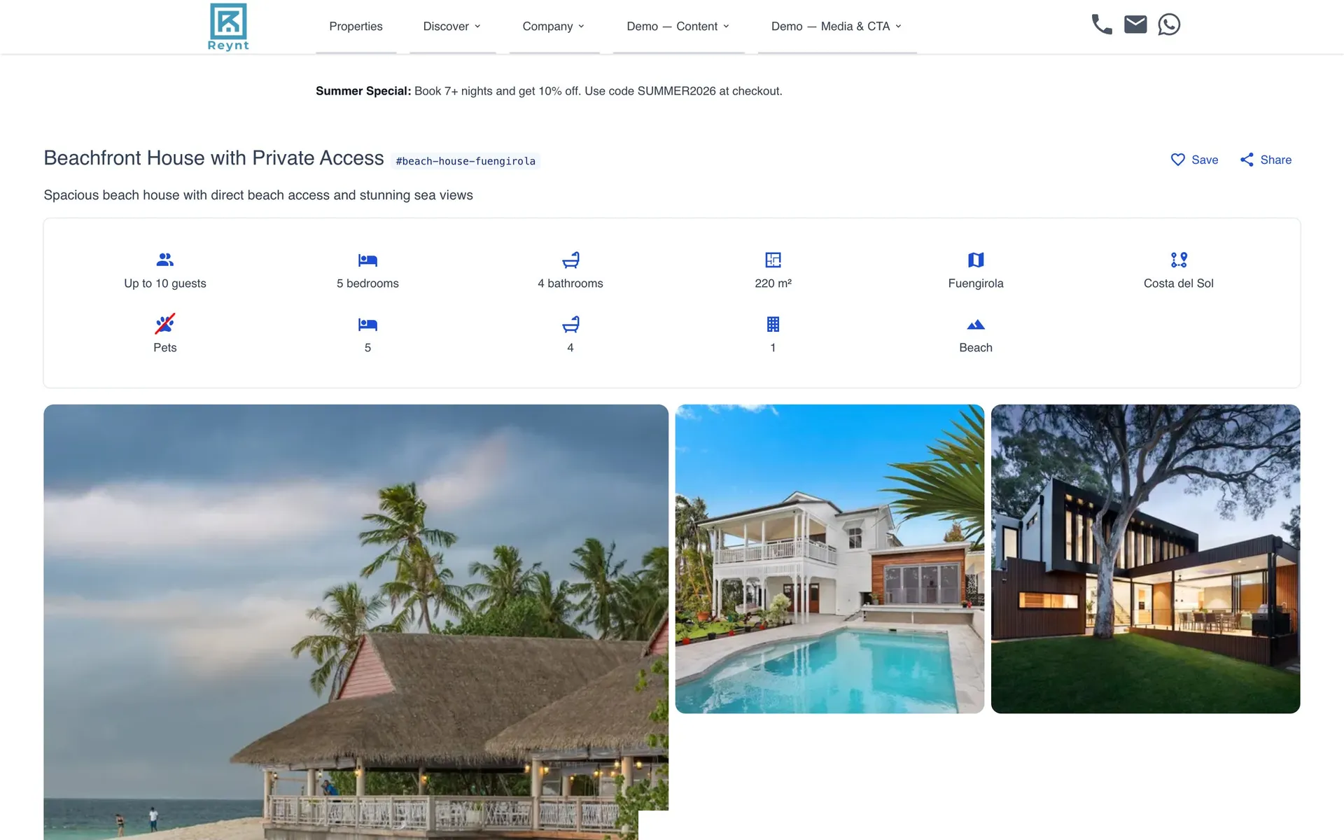 Booking widget on a listing page